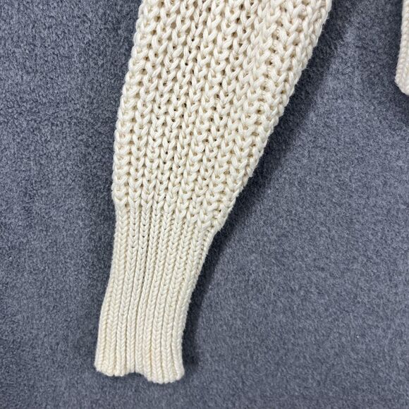 Aerie Sweater Cardigan Womens Medium Cream Zip Front Cowl Neck Cropped Knit - Picture 7 of 16